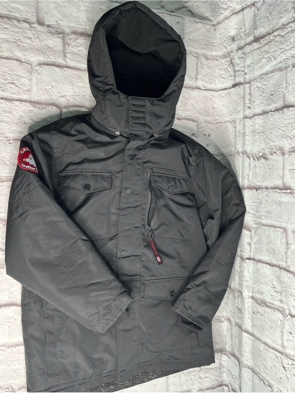 CANADA WEATHER-GEAR men’s SIZE L hooded puffer jacket REMOVABLE fleece vest